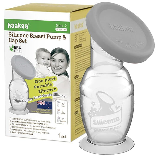 Haakaa Manual Breast Pump with Base 4 Fl Oz/100ml+Lid