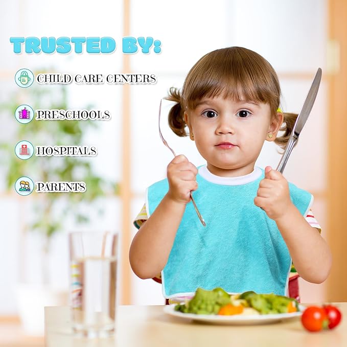 Bonuci 12 Pack Toddler Baby Bibs 15x13 Inch Pullover Full Coverage Bibs Absorbent Slip on Cotton for Girls Boys Newborn