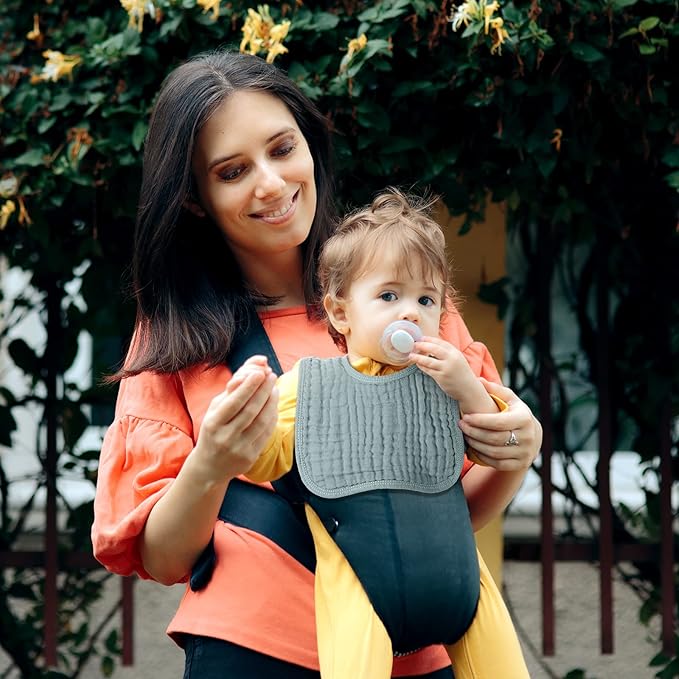 Tallew 8 Pack Muslin Burp Cloths and Baby Bibs for Boy Girl 20" x 10" Cotton Baby Bandana Drool Bibs Muslin Burp Cloths Absorbent Rag for Newborn Toddler Infant Gifts(Light Color)