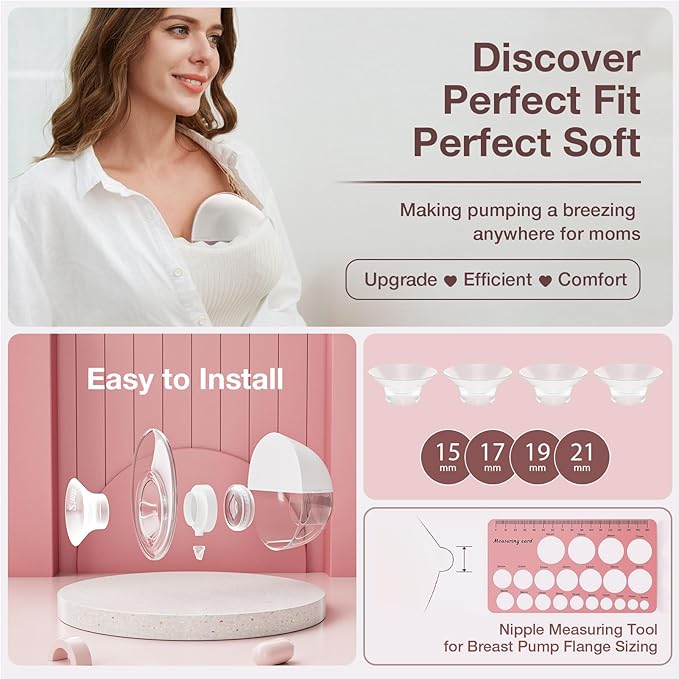 21mm Flange Inserts Compatible with Momcozy Wearable Breast Pump, 8PCS Softer Silicone Flange Insert Kit for 24mm Shield of Most Pumps, Breastfeeding Essentials Pumping Replacement Parts Accessories