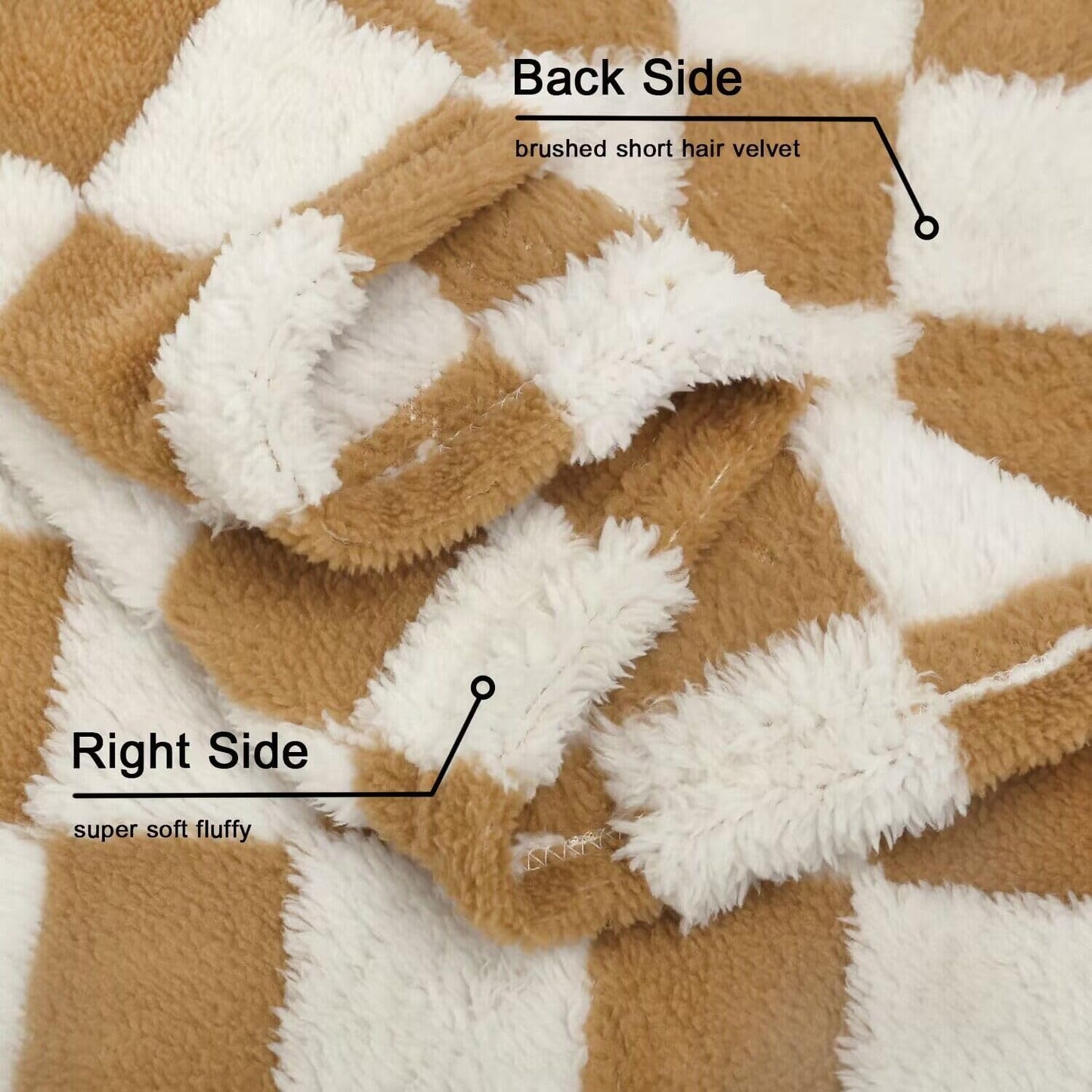 HOMRITAR Super Soft Baby Blankets for Boys Girls Warm Cozy Reversible Checkerboard Toddlers Blanket, Fluffy Fuzzy Plush Lightweight Bed Blanket with Chessboard Grid Design 350GSM Khaki 30 x 40 Inch