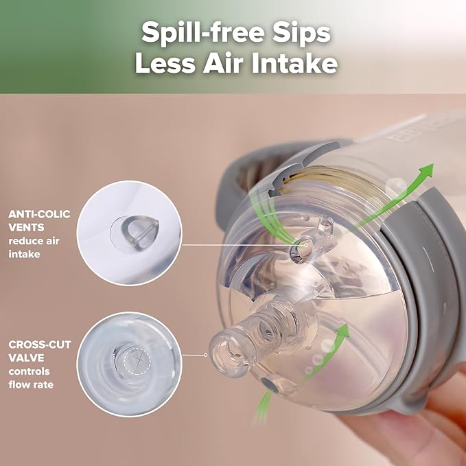 haakaa Weighted Straw Sippy Cup for 6+ Month Old, Silicone Baby Straw Cup Toddler Water Bottle with Straw Brush, 8oz/250ml, Grey