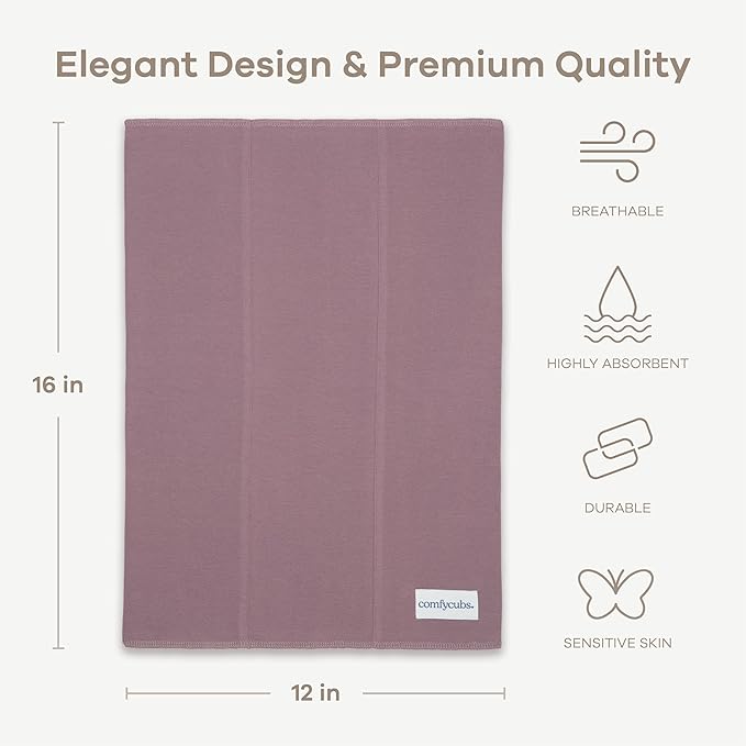 Comfy Cubs Baby Burp Cloths Set (Pack of 6) - Large, 6-Layer, Ultra Absorbent 100% Cotton for Infant Spit-Up, Drool, and Messes - Soft, Gentle, Thoughtful New Born Baby Gifts, Mulberry