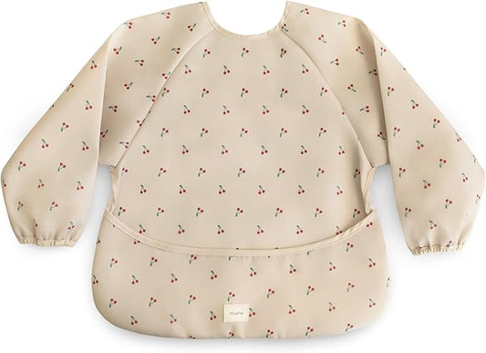 mushie Long Sleeve Baby Bib | Water Resistant Adjustable Fit for Ages 6-24 Months