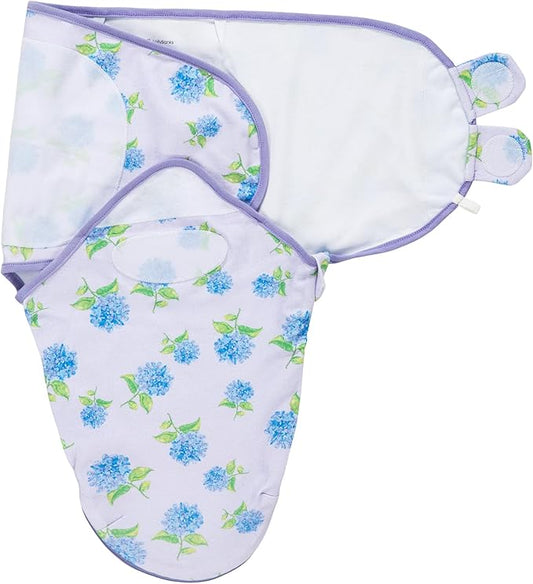 LollyBanks Baby Swaddles 100% Organic Cotton, 0-3 Months Baby Girl Swaddles with Easy Change Zipper, Swaddle Sack for Newborn Girls (Hydrangea Print)