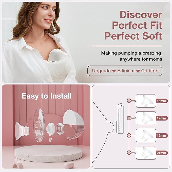 Flange Sizing Kit 6PCS 17mm for 24mm Flange/Shield of Pumps, Flange Inserts 17mm Compatible with Momcozy M5/M6/S12 Pro/S9 Pro/V1 Pro, Spectra/eufy/Medela/TSRETE Breast Pump Replacement Parts, 6pc-17mm