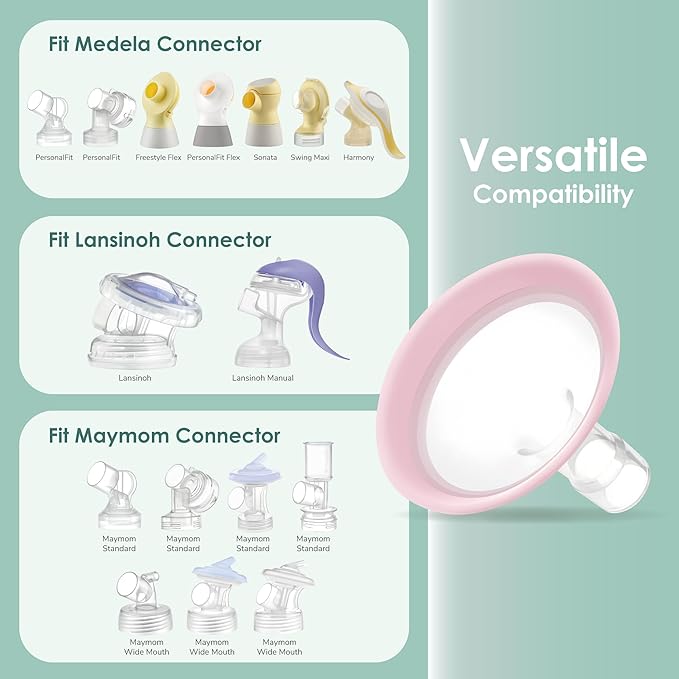 12mm Maymom MyFit Shields, Pano Series; Compatible with Medela Breast Pump Parts- PersonalFit, Freestyle, Harmony, Maxi, Freestyle Flex Connector; Connect to Maymom Widemouth/Narrow Connector, 2pcs