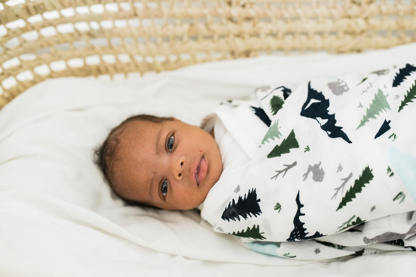 GRACED SOFT LUXURIES Extra Soft Muslin Swaddle Baby Blankets 70% Rayon from 30% Cotton 2 Pack (Woodland Forest)