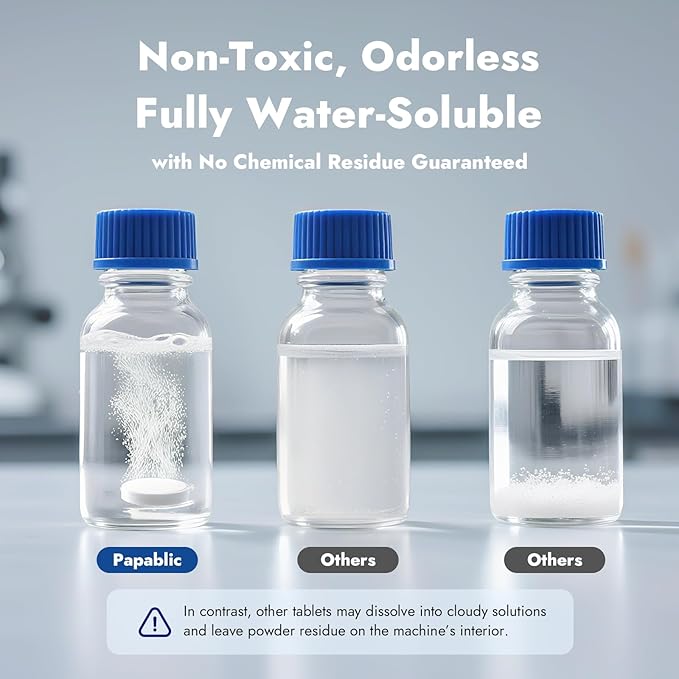 Papablic Descaling Tablets, 25 Count – Compatible with Baby Brezza, Momcozy, Papablic Bottle Washer, Warmer, Sterilizer & Formula Maker – Removes Milk & Limescale for Better Performance