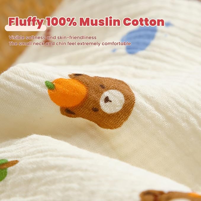 EllieHouse Baby Bibs for Girls Boys 8 Pack Muslin Drool Teeth Drooling Teething Bibs Muslin Cotton for Toddler Infant