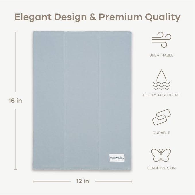 Comfy Cubs Baby Burp Cloths Set (Pack of 10) - Large, 6-Layer, Ultra Absorbent 100% Cotton for Infant Spit-Up, Drool, and Messes - Soft, Gentle, Thoughtful New Born Baby Gifts, Pacific Blue