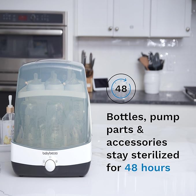 Baby Brezza Superfast 10 Minute Baby Bottle Sterilizer + Dryer - 75% Faster – Universal Electric Steam Sterilization for All Bottles, Pacifiers + Breast Pump Parts