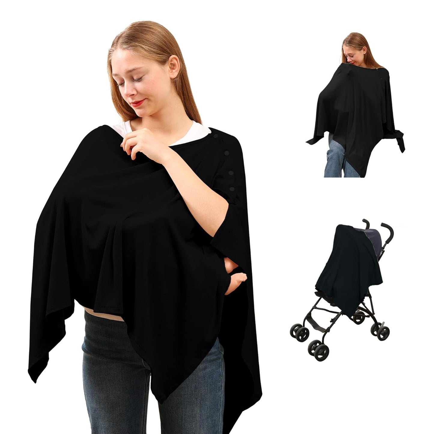 Nursing Cover for Breastfeeding- Viscose from Bamboo Ribbed Covers for Baby Breast Feeding, Full Coverage Privacy, Soft & Breathable Nursing Covers, Multi-Use Shawl Car Seat Cover