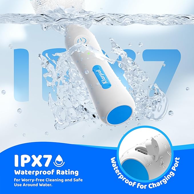Electric Bottle Brush Cleaner, IPX7 Waterproof Baby Bottle Brush with Replaceable Nipple Cleaning Kit & Extender Rod, 2 Speed Modes, 360° Auto Cleaning, 2000mAh Battery, Rechargeable, Blue