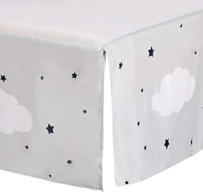 La Premura Sleeping Moon Baby Nursery Crib Bedding Set, 3 Piece Standard Size Crib Bedding Set, Blue and Grey