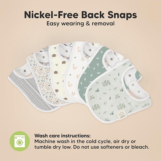 8-Pack Organic Baby Bibs for Boys, Girls - Soft Cotton Drooling and Teething Bibs for Baby Girl & Boy, Extra Absorbent, Easy To Clean & Put On for Toddler, Newborn, Infant 0-24 Months (Prairie)