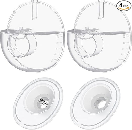 2pcs Double-Sealed Collector+Flange 24mm Set Compatible with Momcozy M5 Breast Pump, Replacement Pump Parts Accessories Compatible for M5 Momcozy