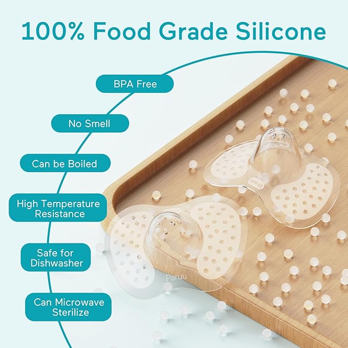 Paruu Contact Nipple Shields, Butterfly Breastfeeding Nipple Shields for Protecting Flat or Inverted Nipples, 100% Food-Grade Silicone, Made Without BPA/BPS, Include Carry Case (17mm)