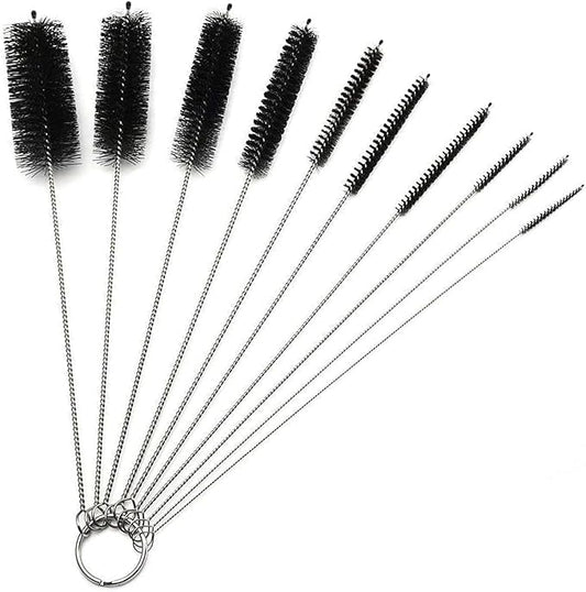 Long Straw Brush, Straw Brush Set 10 Pack, Straw Brush for Tumbler, Sippy Cup, Water Bottle and Hummingbird Feeders.(Black)