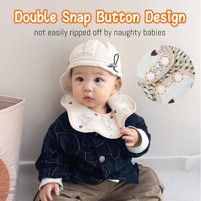 Baby Bibs Muslin Bibs 8 Pack for Drooling and Teething for Unisex Girls Boys