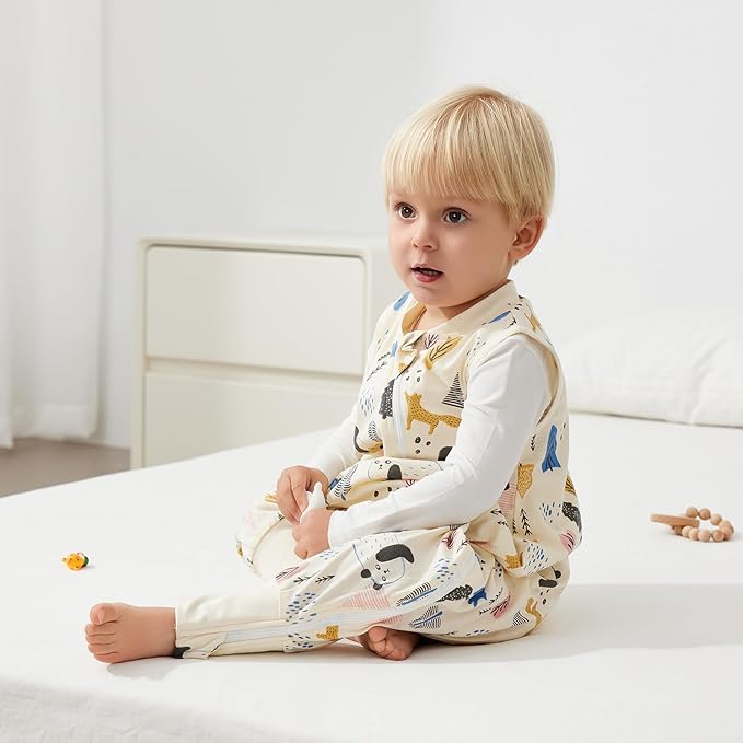Duomiaomiao 0.5 TOG Toddler Sleep Sack 36-48 Months 100% Cotton Lightweight Baby Sleep Sack with Feet, Breathable Comfy Toddler Wearable Blanket