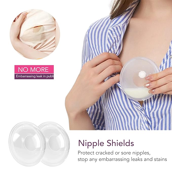 Milk Collector for Breastfeeding, Breast Shell & Milk Catcher, Reusable Silicone Sore Nipples Breast Milk Saver 2PCS