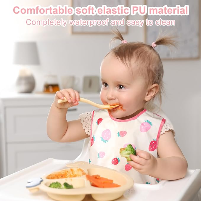 Accmor Baby Bibs, Waterproof Baby Toddler Bibs, Apron Smock Bib for Baby Boys Girls, Essential Must Have for Eating, Feeding