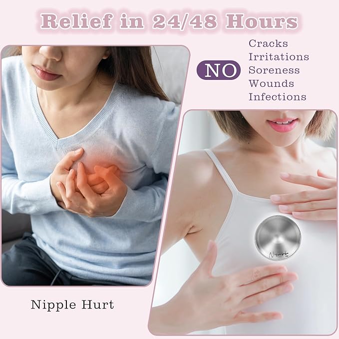 The Original Silver Nursing Cups-Nipple Shields for Breastfeeding Newborn-Breast Feeding Essentials Must Haves-Nipple Covers to Protect Nursing Nipples,Trilaminate 999 Silver,Regular Size