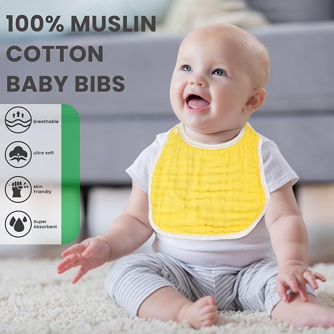 Baby Bibs Muslin Drool Teething Drooling Bibs for Baby Girl Boy Muslin Cotton