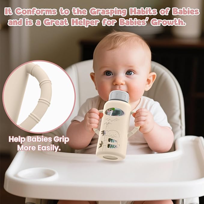 3 PCS Dr Brown Glass Bottles Silicone Sleeves, Compatible with Dr Browns Glass Bottles 4 oz, Anti-Drop Dr Brown Baby Bottles Sleeves with Handles, Heat-Insulating and Easy to Clean