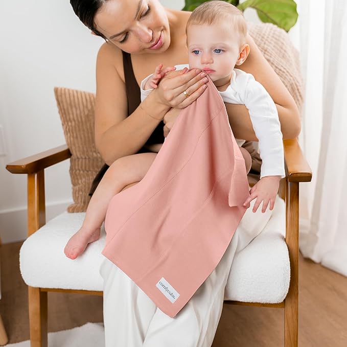 Comfy Cubs Baby Burp Cloths Set (Pack of 10) - Large, 6-Layer, Ultra Absorbent 100% Cotton for Infant Spit-Up, Drool, and Messes - Soft, Gentle, Thoughtful New Born Baby Gifts, Bold Blush