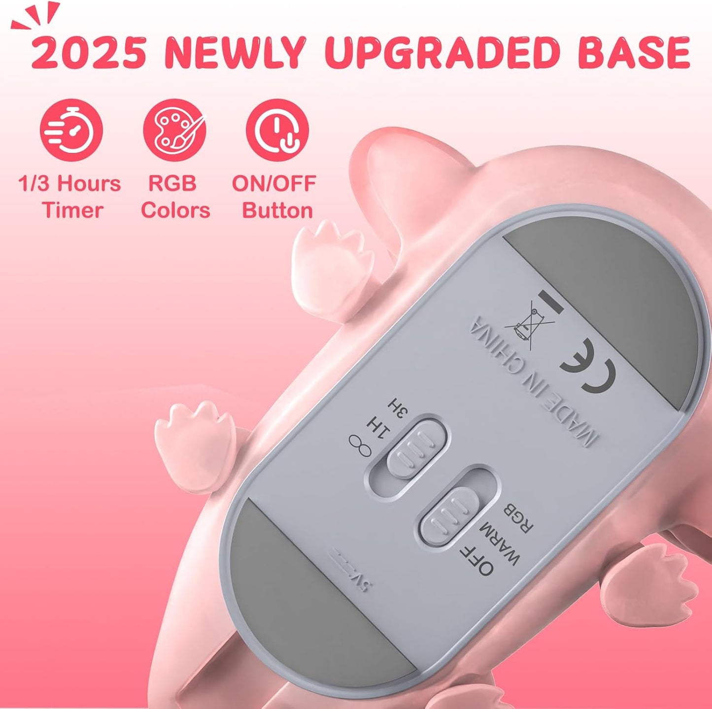 LOVERUIS Cute Night Light for Kids Axolotl Night-Light Baby Girl Squishy NightLight 1/3 Hour Timer Kitty Light Dimmable Nursery Lamp Colorful Nightlight Gift for Kid Toddler Kawaii Bedroom