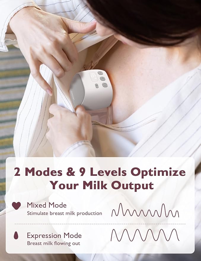 Momcozy S9 Pro Upgraded Wearable Breast Pump, Hands-Free Design with Extended Battery Life & LED Display, Double Electric Portable Pump with 2 Modes & 9 Levels, 24mm, 2-Pack, Gray