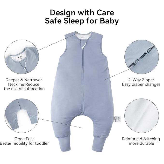 BubblePanda Rayon Made from Bamboo Toddler Sleep Sack with Feet 12-24 Months 0.5 Tog Ultra Soft Toddler Sleeping Sack 1t-2t Baby Sleep Bag Walker Wearable Blanket with Legs 2-Way Zipper Lightweight