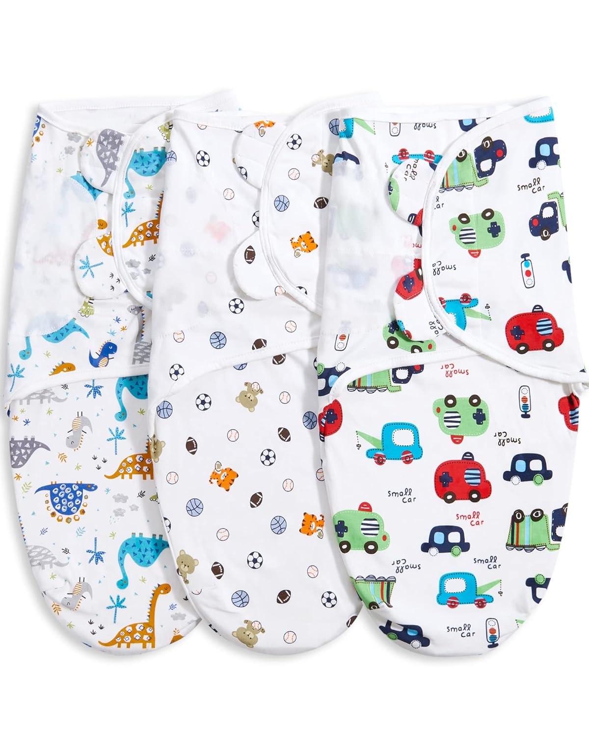 Bubble bear Baby Boy Girl Swaddle Blankets, 3-6 Months - Hypoallergenic, Adjustable Swaddle Sleep Sacks, Cute Soccer Ball, Dinosaur Pattern, 3 Pack