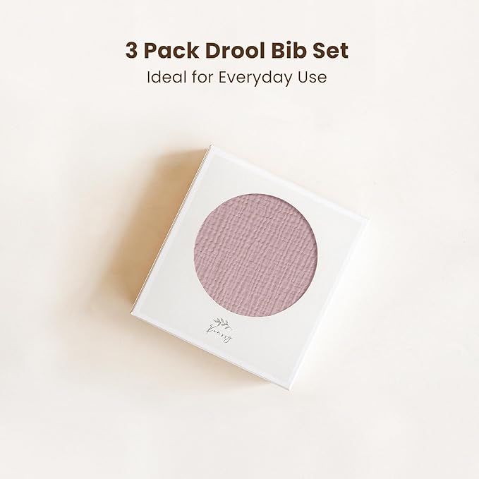 Konssy Muslin Baby Bibs for Girls – Soft 100% Cotton Drool Bibs, Ruffle Trim for Newborns & Toddlers 0-36 Months 3-Pack