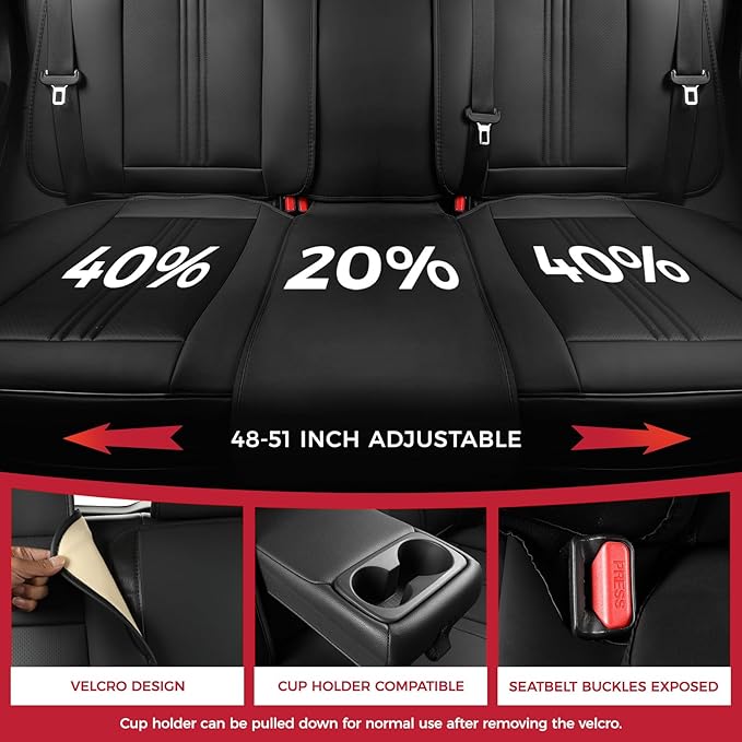 FREESOO Leather Car Seat Covers Full Set, Waterproof Black Seat Covers for Cars Trucks SUV, Luxury Car Seat Covers Front Seats and Back, Automotive Car Seat Cushion Protector Fit for Most Vehicles