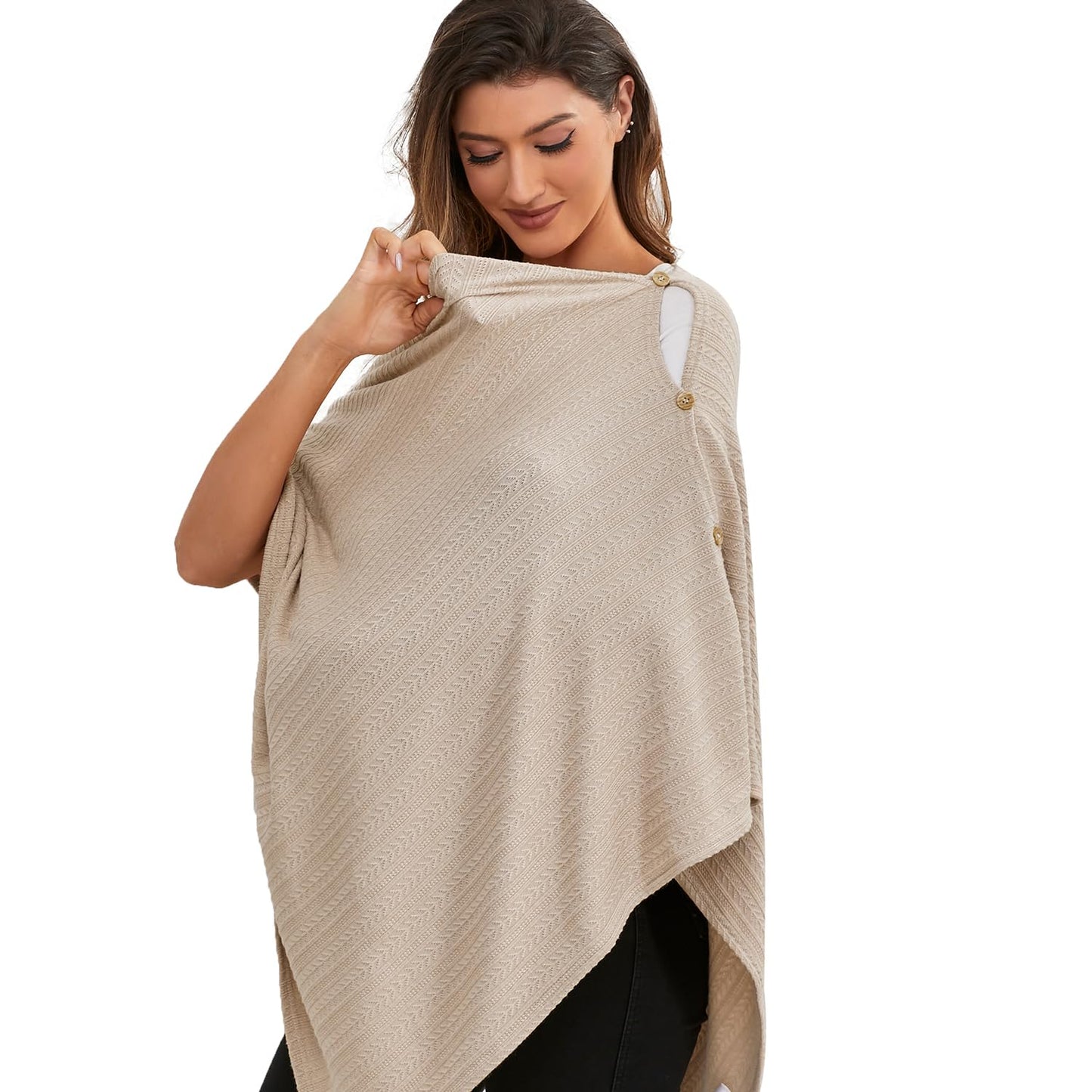 Nursing Cover for Baby Breastfeeding, Knit Breastfeeding Cover, Warm Cozy Swaddle, Breathable and Soft, Wide Neck with Stretch for Easy View (Summer Wheat)