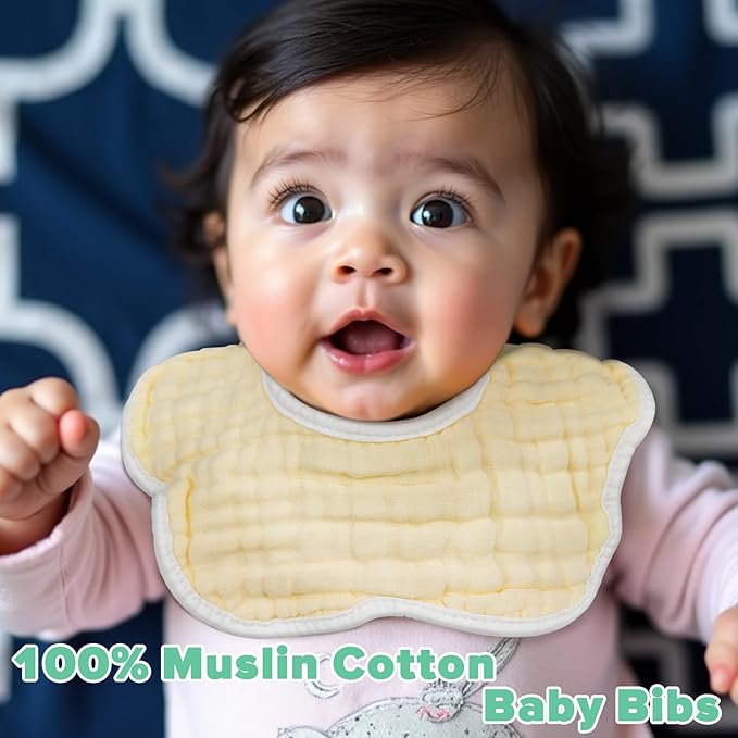 Baby Bibs Muslin Bibs 8 Pack for Drooling and Teething for Unisex Girls Boys