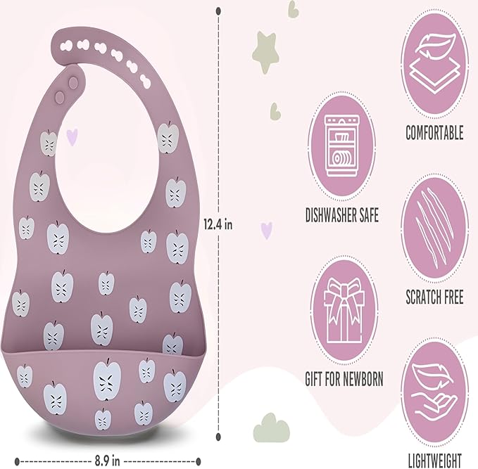 BPA-Free Silicone Baby Bibs with Travel Case, Toddlers Boys/Girls, Large Pocket, Adjustable, Toddlers 6-48 Months