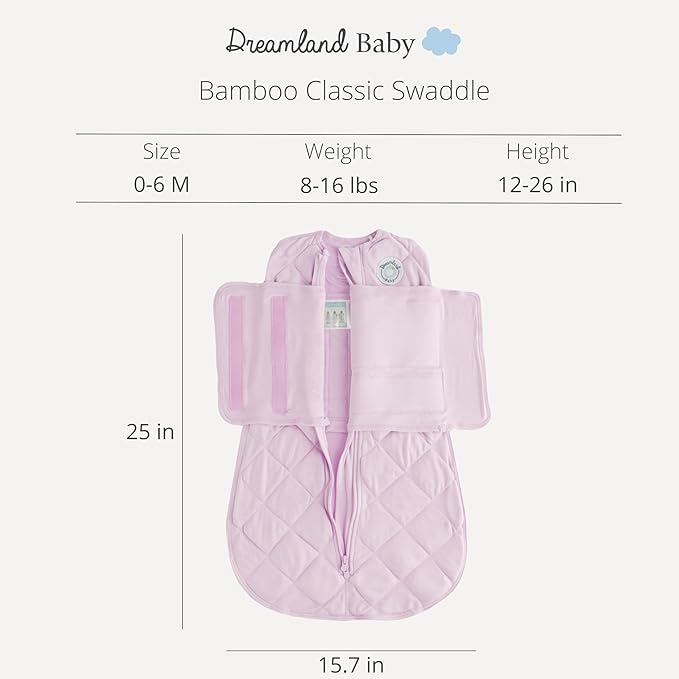 DREAMLAND BABY Bamboo Viscose Swaddle Sleep Sack (0-6 Months). Ultra Soft Swaddle Blanket w/Built in Band. 95% Viscose, 5% Spandex (Mauve)