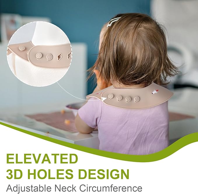 Accmor Silicone Baby Bibs, Waterproof Soft Bibs for Baby Girls Boys Feeding Eating, Silicone Baby Bibs with Large Pocket