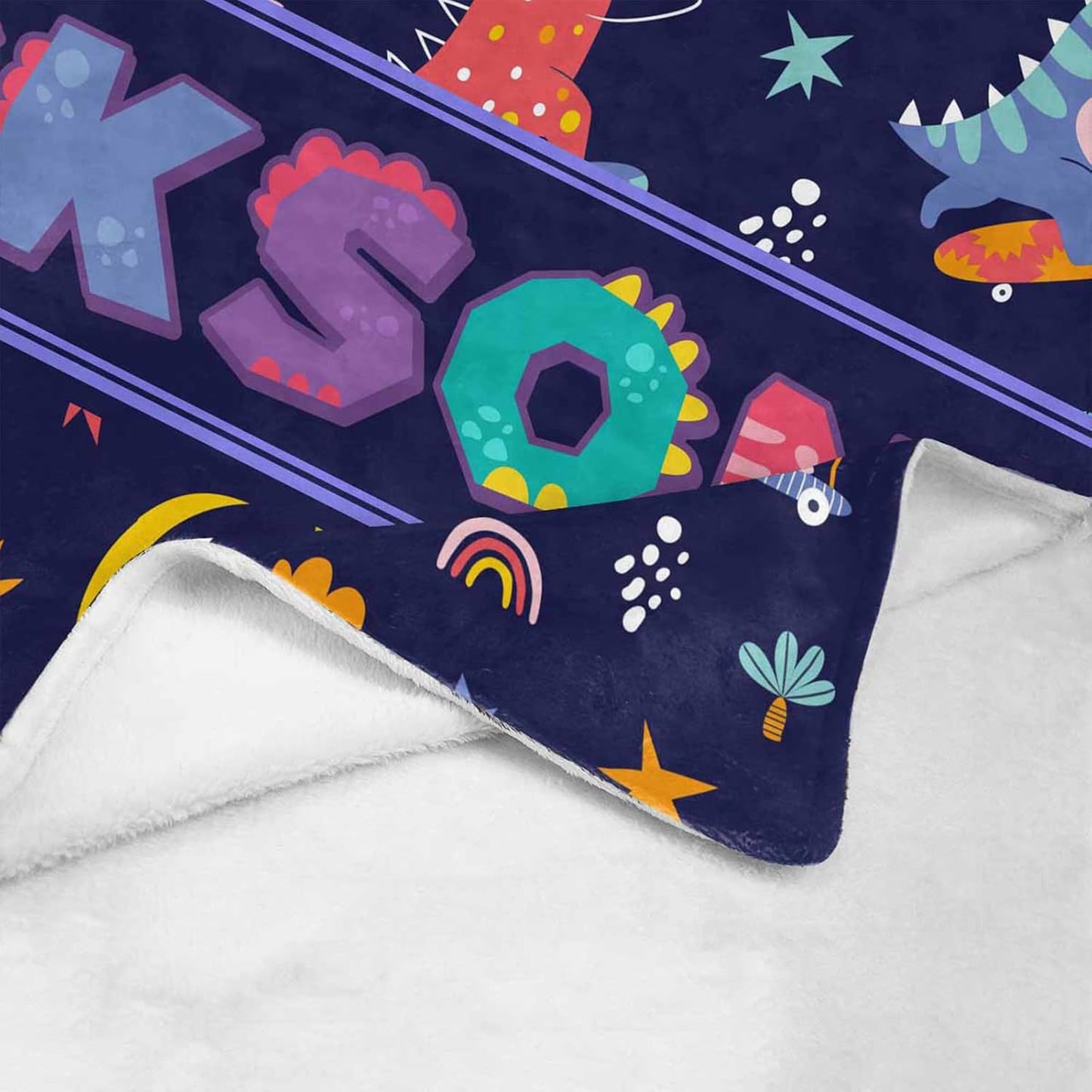 Personalized Dinasour Name Baby Blanket, Custom Cute Alphabet Name Blanket Toddler Boy Soft Flannne Swaddling Blankets Customized Monogram Memorial Gift from Nana for Infant Newborn Shower
