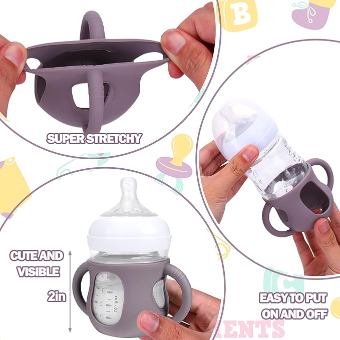 BUSOHA 3 Pack Silicone Sleeves for Avent Natural Baby Bottles - Drop Protection Baby Bottle Sleeves with Handle for Avent Natural Baby Bottles,4 Ounce