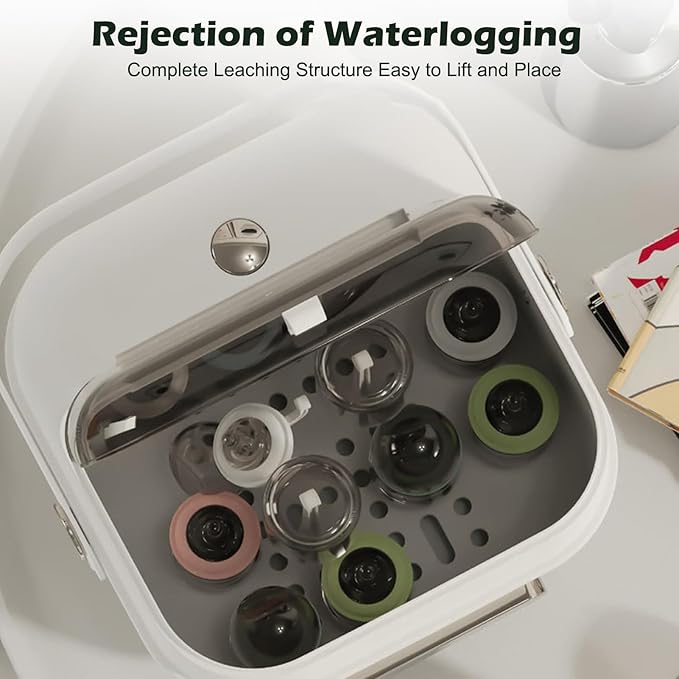 Baby Bottle Organizer for Storage, Large Capacity Baby Bottle Storage with Lid Cover Anti-Dust Protection and Cutlery Storage Drying Rack Bottle Organizer(Light Blue)