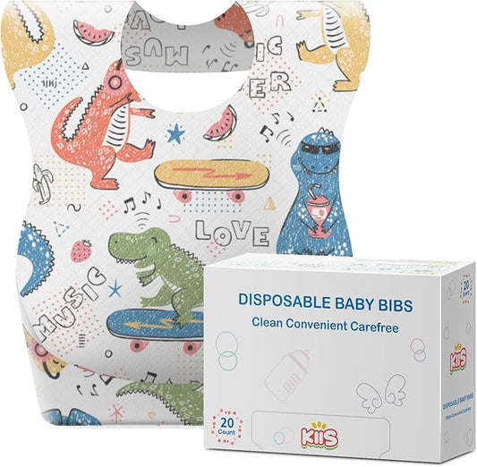KIIS Disposable Baby Bibs for Baby Boys and Girls - Individually Packaged - Hygienic, Soft and Leakproof (20 PCS / 60 PCS)