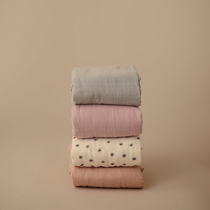 mushie Muslin Baby Swaddle Blanket | 100% Organic Cotton (Soft Mauve)
