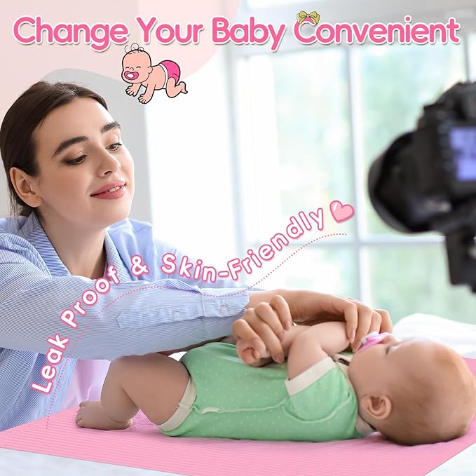 500 Pcs 18'' x 13'' Disposable Changing Pad Liners with Baby Diaper Caddy Bag 2 Ply Disposable Leak Proof Paper Liners for Surface Protection Disposable Diaper Pads for Baby Changing Station