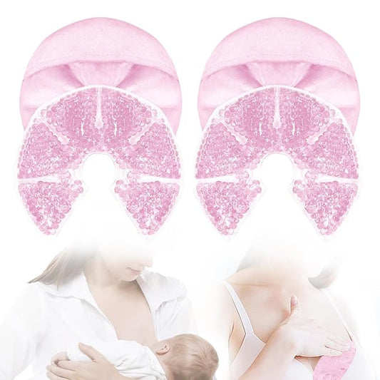 Hot Cold Gel Bead Breast Therapy Pack,Breast Ice Packs for Breastfeeding,Relief for Breastfeeding,Nursing Pain, Mastitis,Engorgement,Plugged Ducts, Boost Milk Let-Down & Production(#19 Pink)