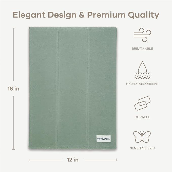 Comfy Cubs Baby Burp Cloths Set (Pack of 10) - Large, 6-Layer, Ultra Absorbent 100% Cotton for Infant Spit-Up, Drool, and Messes - Soft, Gentle, Thoughtful New Born Baby Gifts, Fern